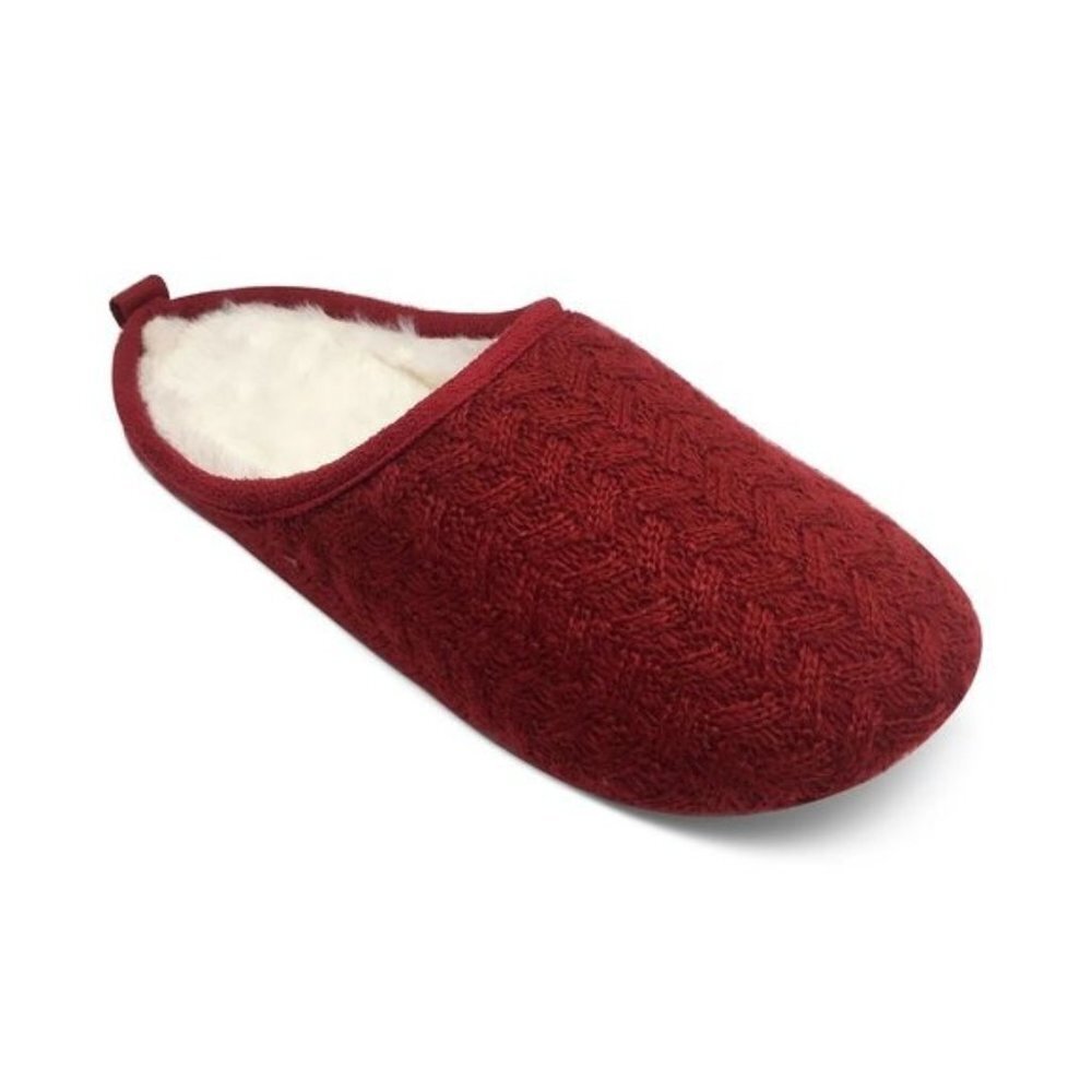 Charter Club Womens Size Small 5-6 Sweater-Knit Slide Slippers Memory Foam Red